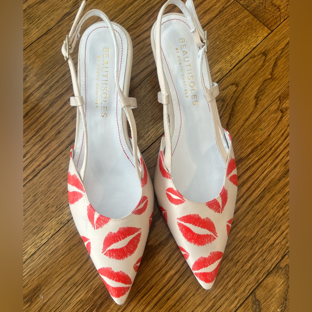 Red Lip Print Slingback Heels